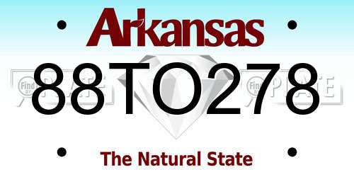 88TO278 Arkansas License Plate
