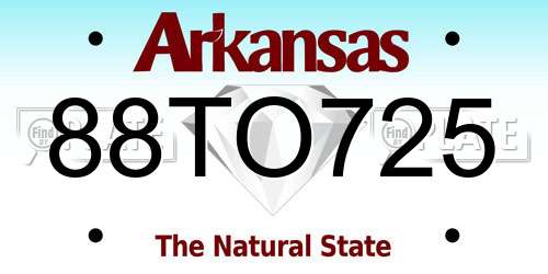 88TO725 Arkansas License Plate