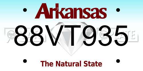 88VT935 Arkansas License Plate