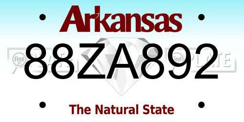 88ZA892 Arkansas License Plate