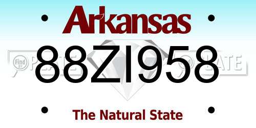 88ZI958 Arkansas License Plate