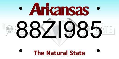 88ZI985 Arkansas License Plate