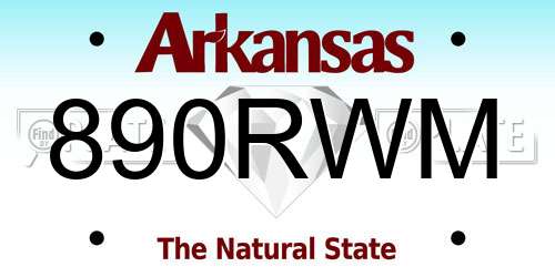 890RWM Arkansas License Plate