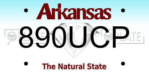 890UCP Arkansas License Plate