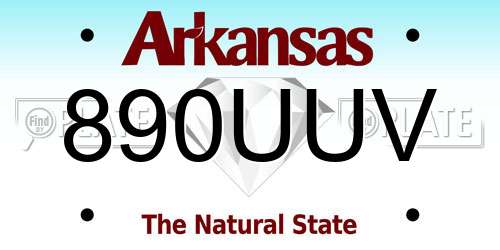 890UUV Arkansas License Plate
