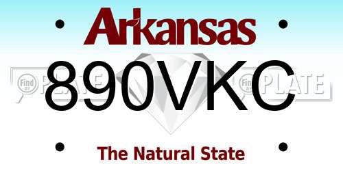 890VKC Arkansas License Plate