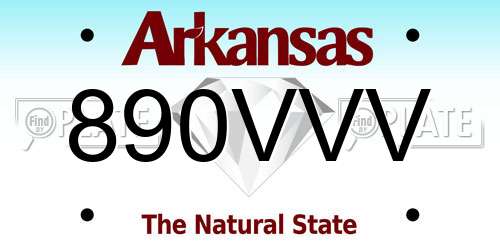 890VVV Arkansas License Plate