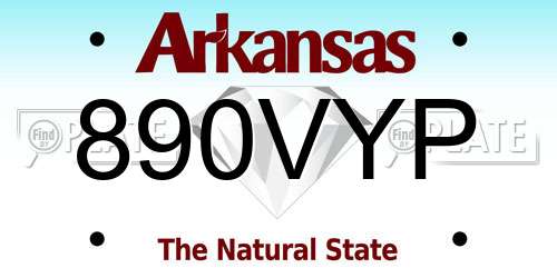 890VYP Arkansas License Plate