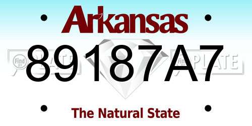 89187A7 Arkansas License Plate