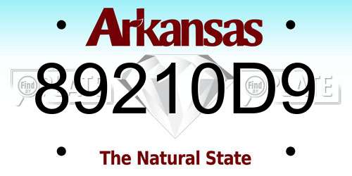 89210D9 Arkansas License Plate