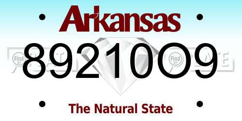 89210O9 Arkansas License Plate