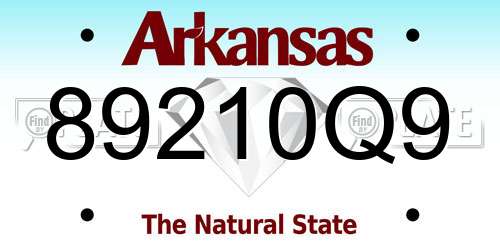 89210Q9 Arkansas License Plate