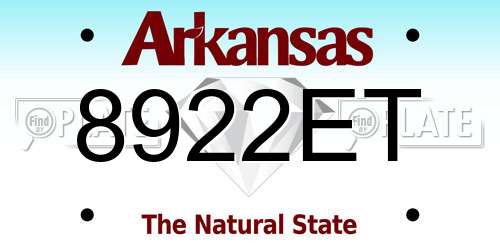 8922ET Arkansas License Plate
