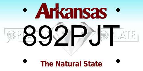 892PJT Arkansas License Plate