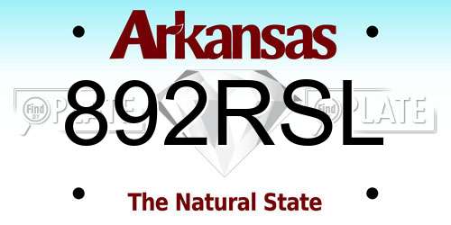 892RSL Arkansas License Plate