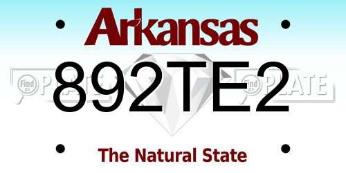 892TE2 Arkansas License Plate