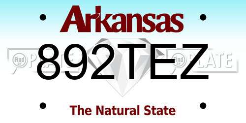 892TEZ Arkansas License Plate