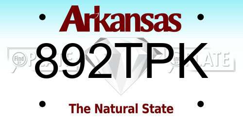 892TPK Arkansas License Plate