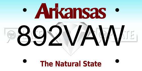 892VAW Arkansas License Plate