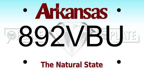 892VBU Arkansas License Plate