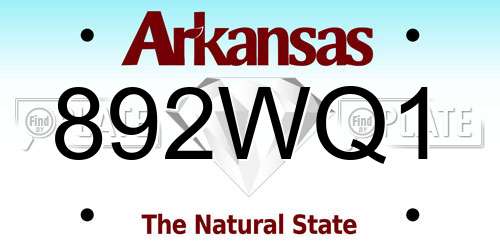 892WQ1 Arkansas License Plate