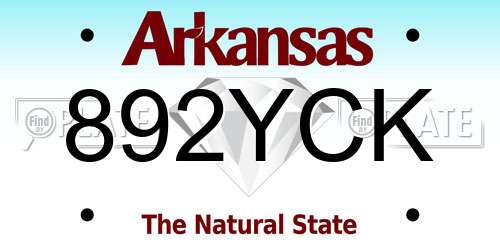 892YCK Arkansas License Plate