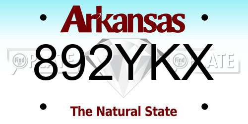 892YKX Arkansas License Plate