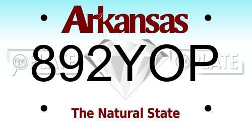 892YOP Arkansas License Plate