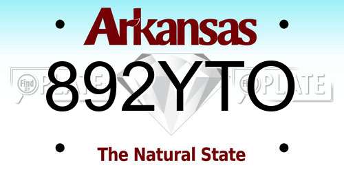 892YTO Arkansas License Plate