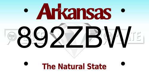 892ZBW Arkansas License Plate