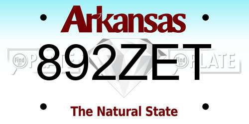 892ZET Arkansas License Plate