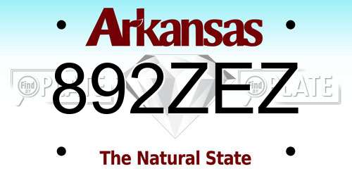 892ZEZ Arkansas License Plate