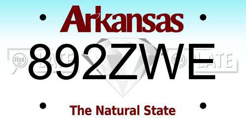 892ZWE Arkansas License Plate