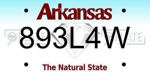 893L4W Arkansas License Plate