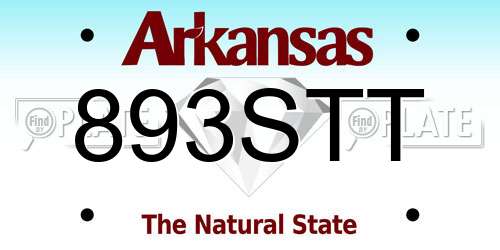 893STT Arkansas License Plate