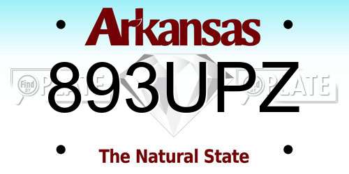 893UPZ Arkansas License Plate
