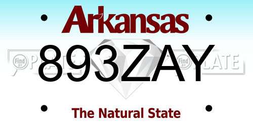 893ZAY Arkansas License Plate