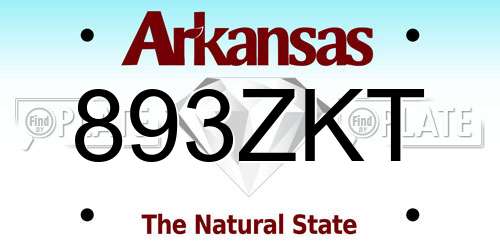 893ZKT Arkansas License Plate
