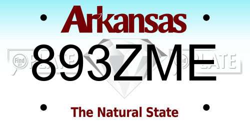 893ZME Arkansas License Plate
