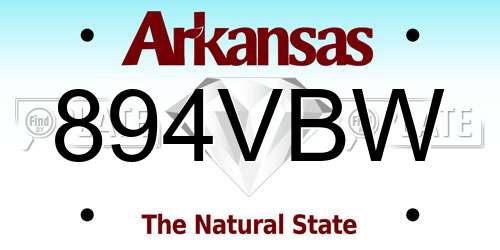894VBW Arkansas License Plate