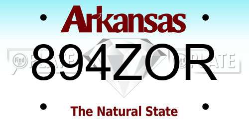 894ZOR Arkansas License Plate