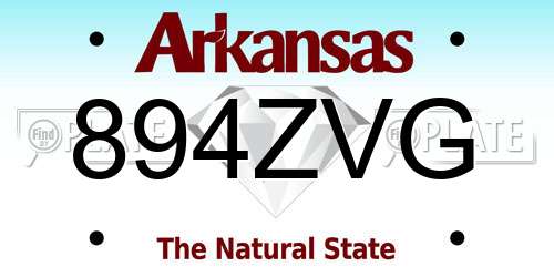 894ZVG Arkansas License Plate