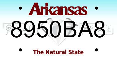 8950BA8 Arkansas License Plate