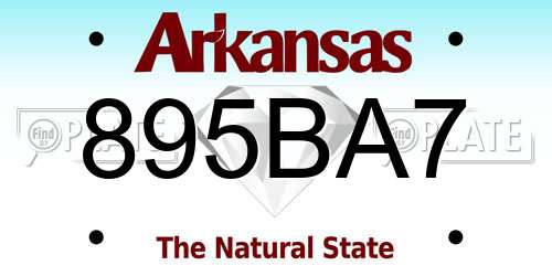 895BA7 Arkansas License Plate