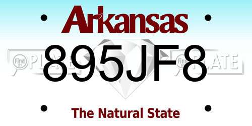 895JF8 Arkansas License Plate