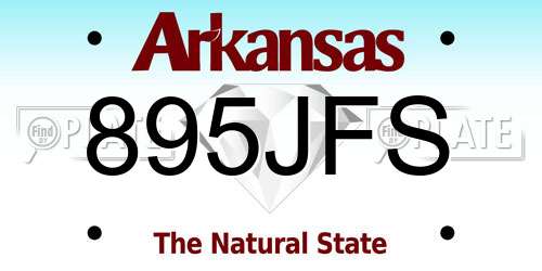 895JFS Arkansas License Plate