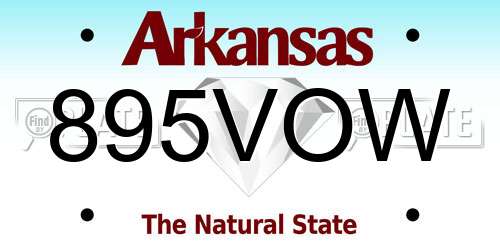 895VOW Arkansas License Plate