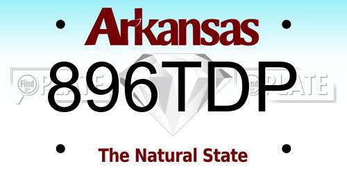 896TDP Arkansas License Plate