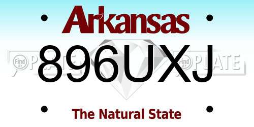 896UXJ Arkansas License Plate