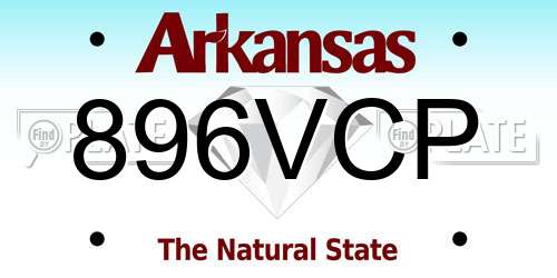 896VCP Arkansas License Plate